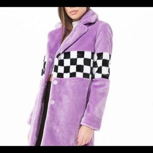 Forever 21 purple faux fur long coat